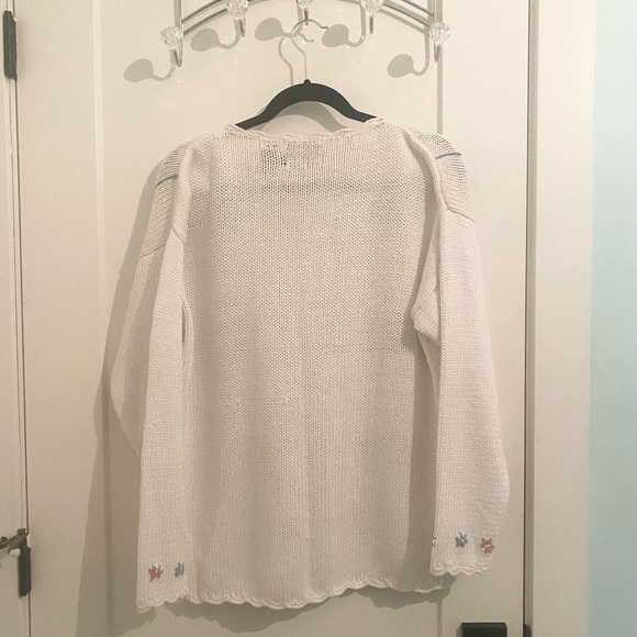 Weekend Edition - Hand Knit Cardigan - Embroidered - Cream - Size Medium (M) - Picture 2 of 7